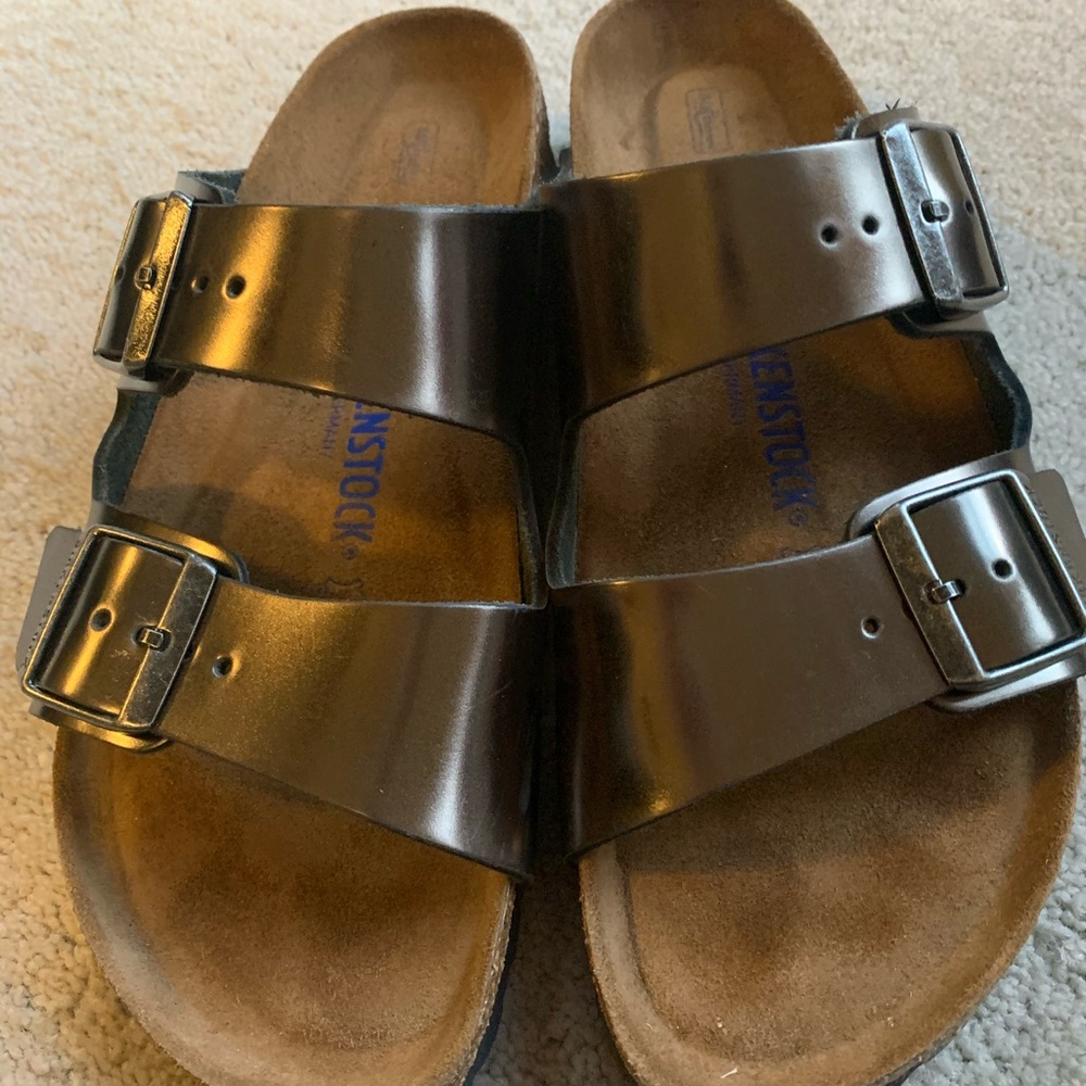 Almost new Birkenstock metallic anthracite Arizona